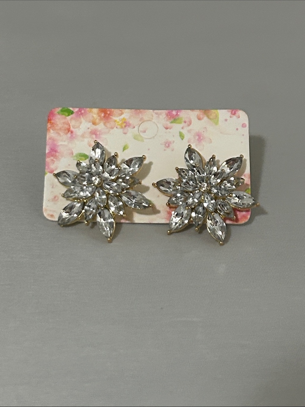 Crystal Floral Cluster Stud Earrings